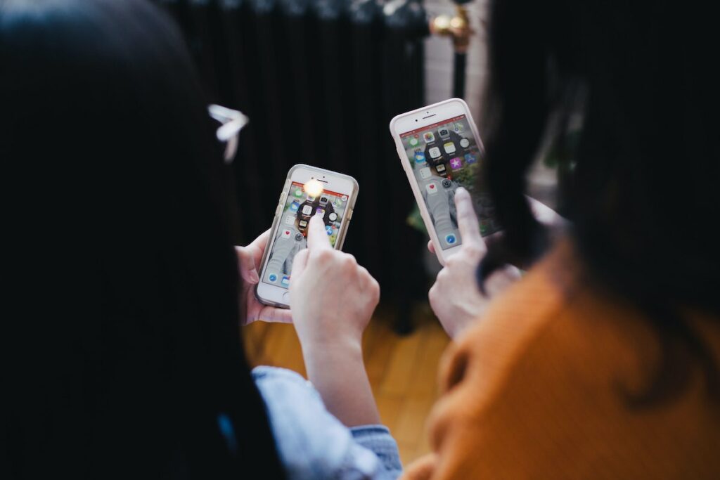 Woman sharing screen on phone